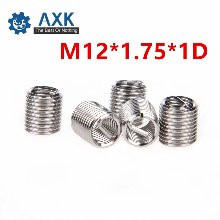 50 шт. M12 * 1,75 * 1D Резьбовая вставка A2 нержавеющая сталь 304 крепежные детали набор инструментов для ремонта спиральный провод спиральный Винт