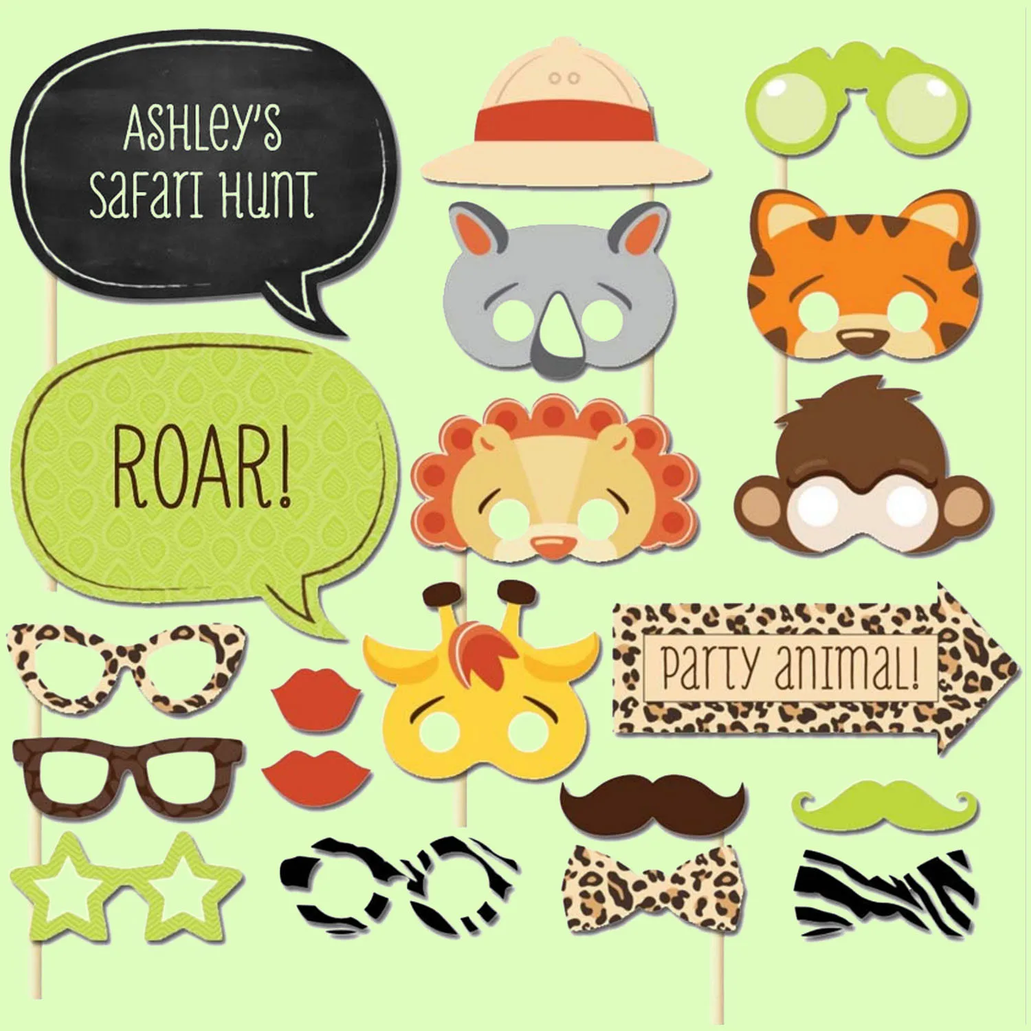 

Besegad 20PCS Reusable DIY Animal Theme Photo Booth Props Picture Photo Selfie Frame Photography Booth Party Accessories Toy