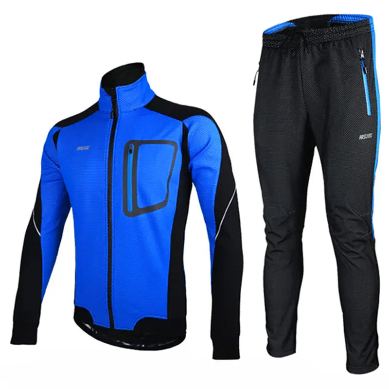 Cuzaekii Мужская зимняя теплая ветрозащитная велосипедная куртка комплект со
