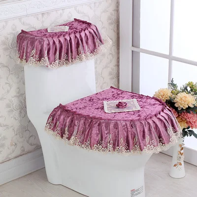 Из трех частей в европейском Стиль Кружево upholsterytoilet сиденье Подушки сиденья чехлы рукавом - Цвет: M
