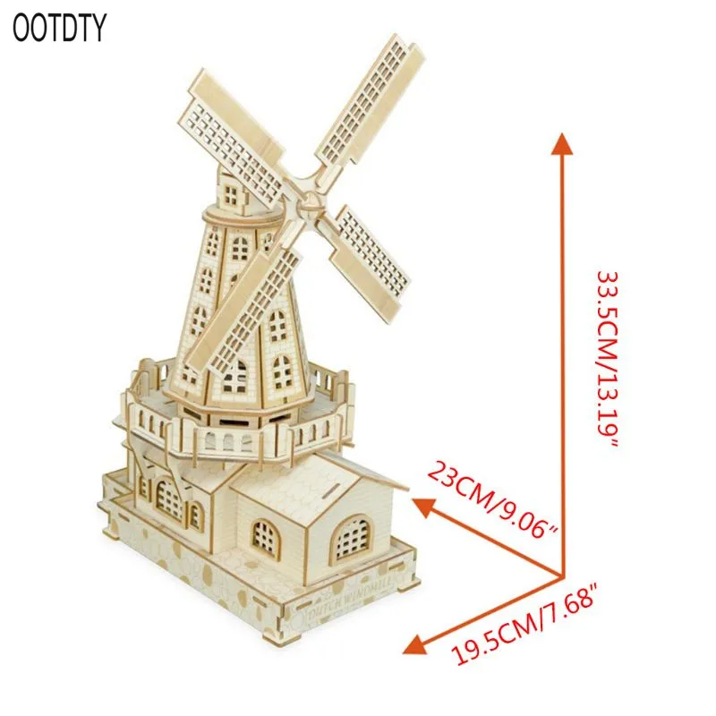 OOTDTY 1 Набор голландская ветряная мельница 3D деревянная модель детская трехмерная головоломка для мальчиков и девочек развивающие игрушки ручные игровые принадлежности