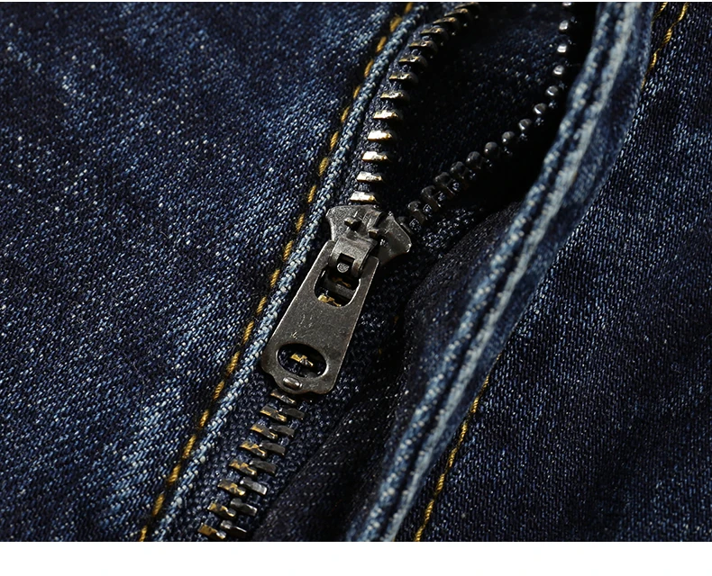 KSTUN Ripped Jeans Men Autumn and Winter Dark Blue Stretchy Slim Straight Heavyweight Streetwear