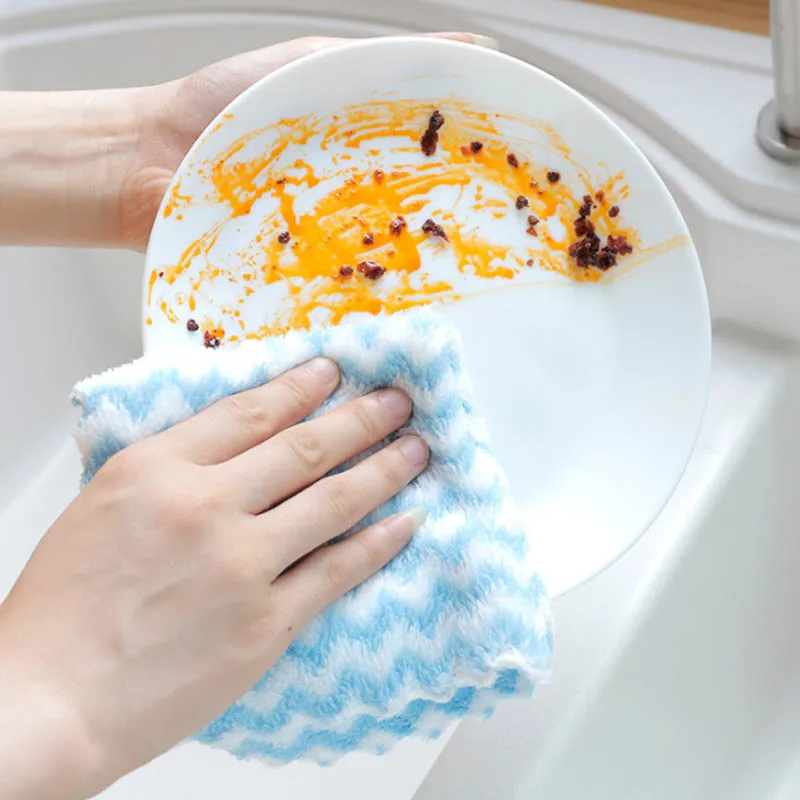 Кухонное очищающее не загрязняющее масло блюдо ткань красочная волна узор 4 шт. супер абсорбент Многофункциональное Чистящее полотенце