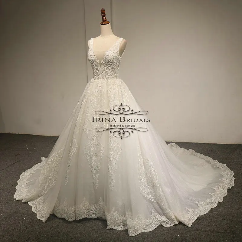 Irina Bridals brautkleider hochzeitskleid кружевные аппликации c бисером прозрачное свадебное платье