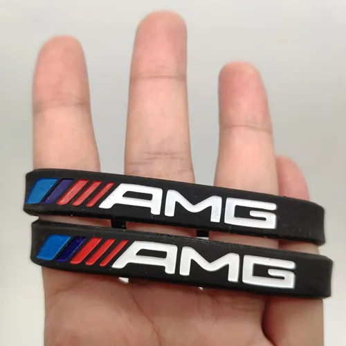 12 2 шт., силиконовый браслет AMG для мужчин и женщин, резиновый браслет на запястье, браслет для Mercedes Benz Club Fans, повязка на руку, Pulsera Pulseira - Окраска металла: 12