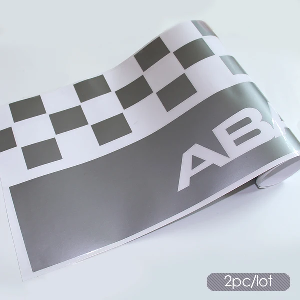 silver grey 2 шт./партия, логотип аbarth, боковая юбка, наклейки, украшение для тела, полосы, графика, Виниловая наклейка для Fiat 500 Abarth, аксессуары - Название цвета: silver grey