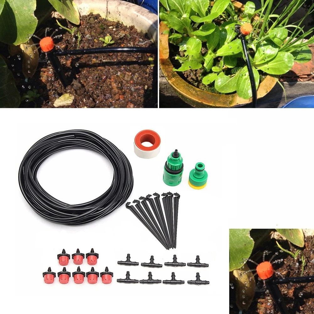 Горячая DIY микро-поток капельного полива оросительные комплекты системы само завод садовый шланг для полива наборы 5 метров шланг