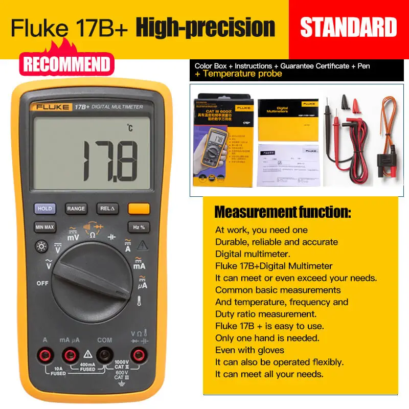 Fluke F15B+ цифровой мультиметр высокоточный автоматический портативный мультиметр - Цвет: F17B Plus