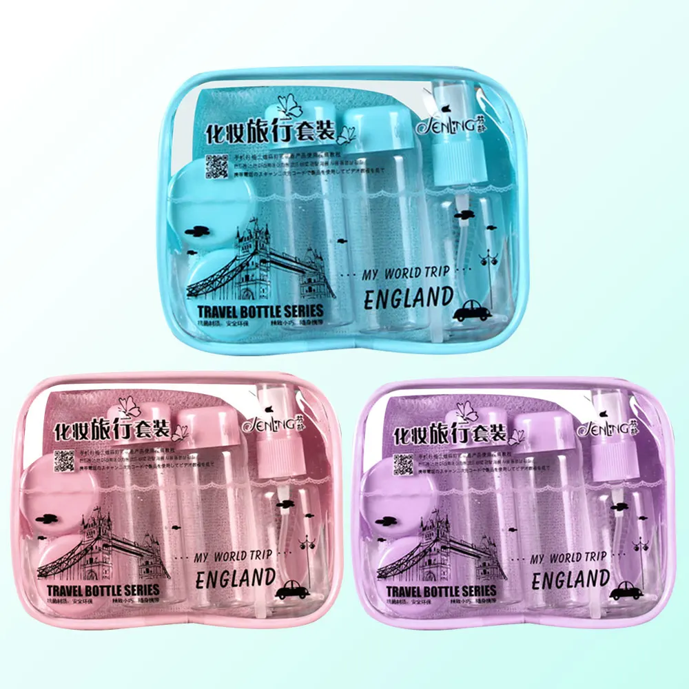 

9Pcs/Set Travel Transparent Cream Liquid Spray Split Cosmetic Bottle Empty Jar