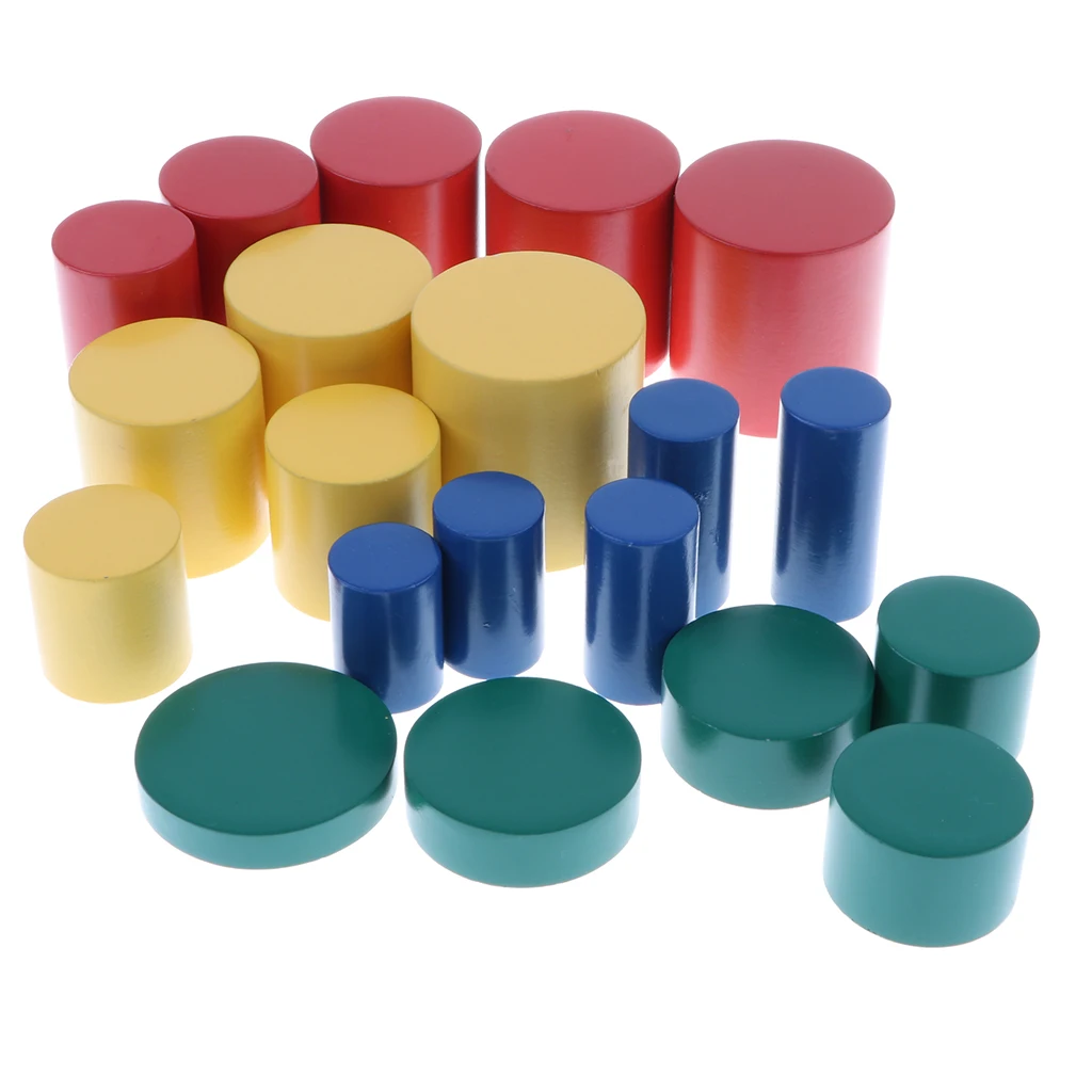 4 Colors Wooden Montessori Knobless Cylinders Set, Kids Early Educational Toys Kids Wooden Toy Early Preschool Learning Toy