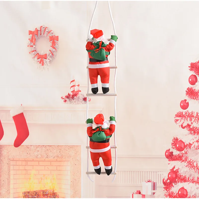 New Santa Climbing On Claus Rope Ladder To Giving Gift IndoorOutdoor Christmas Tree Garden Hanging Decoration Crafts QLY9375