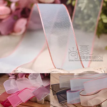 

100yards 10/16/25/38mm colorful edge organza sheer ribbon for kids hair bow head band accessories bouquet flower packing bow