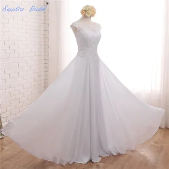 

2018 New Arrival Light Weight Chiffon A Line Sleeveless Simple Wedding Dress For Brides