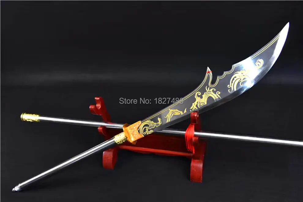 Длинная стальная ручка для китайского кунг-фу Broadsword Sword WuShu Dragon Dao острый клинок из марганцевой стали/кожаная оболочка