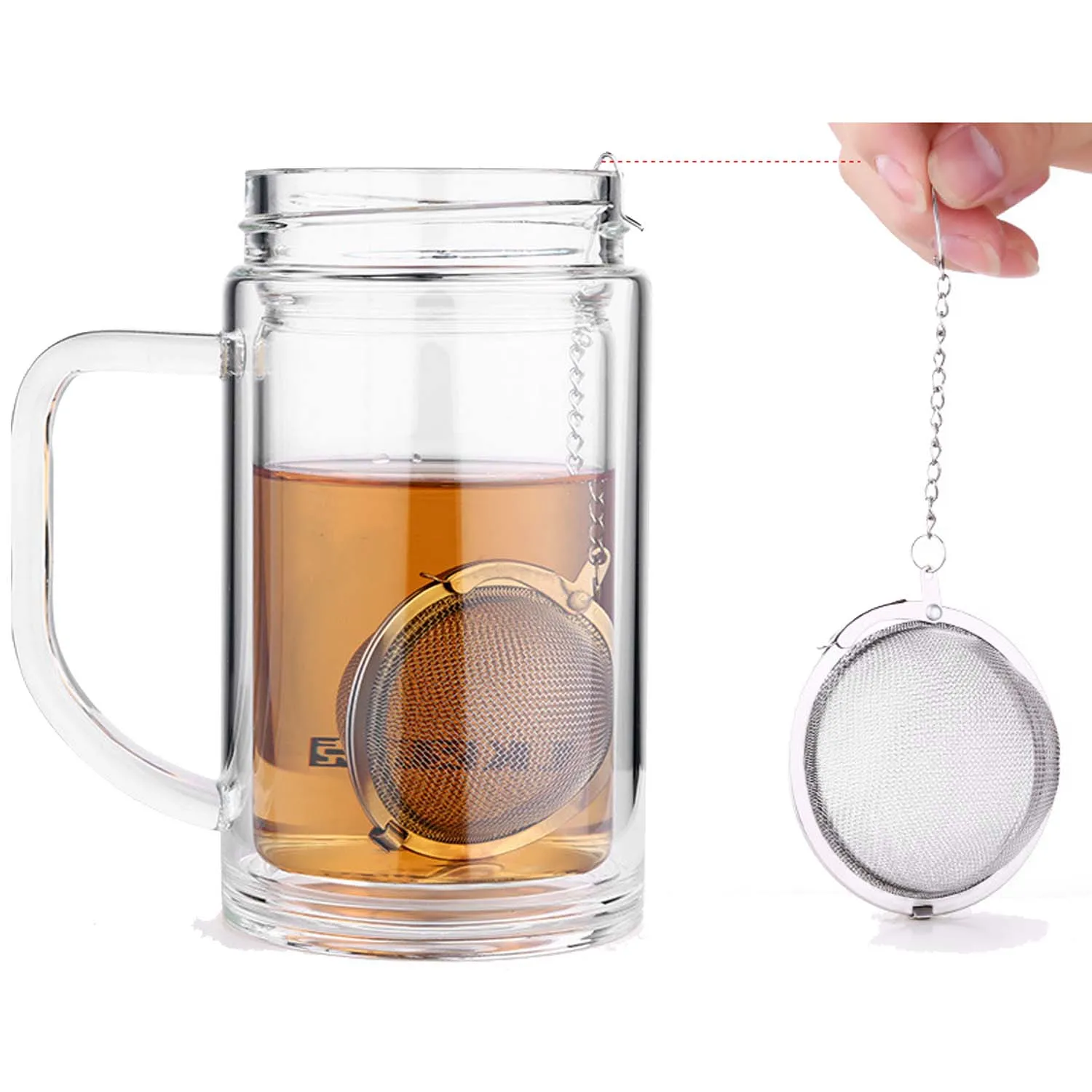 Behogar 2 pcs Stainless Steel Mesh Tea Ball Interval Strainer Filter