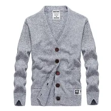 Новинка, осенне-зимний мужской свитер, теплый свитер с длинными рукавами, Повседневная приталенная однотонная куртка с v-образным вырезом