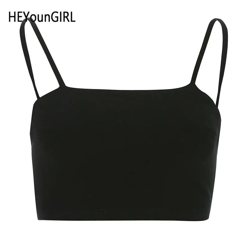 Черный HEYounGIRL бандажный топ на бретельках с открытой спиной, летний черный топ на бретельках без рукавов, пикантные укороченные топы, футболки, пляжные вечерние, Клубные - Цвет: Черный
