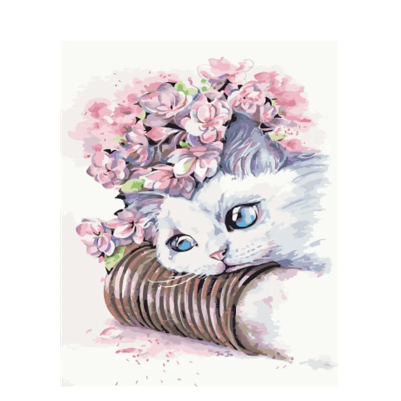GX3495 DRAWJOY картина в рамке Кот DIY картина по номерам Красочная картина домашний декор для гостиной руки Уникальные подарки GX22587 - Цвет: GX3495