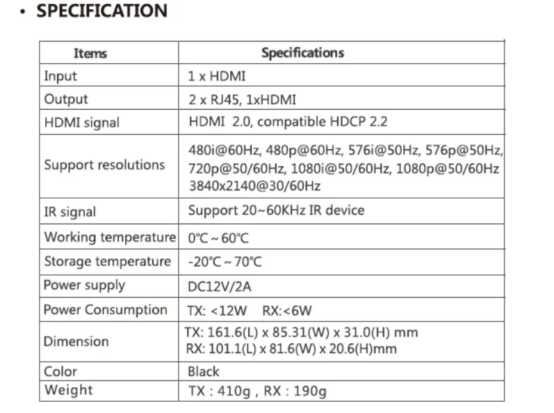 До 100Ft/возможностью погружения на глубину до 30 м, 4Kx2K@ 30/60Hz LKV712Pro-V2.0 1x2 HDMI2.0 удлинитель для питания по Ethernet разветвитель на CAT6/6a/7, нулевой задержкой