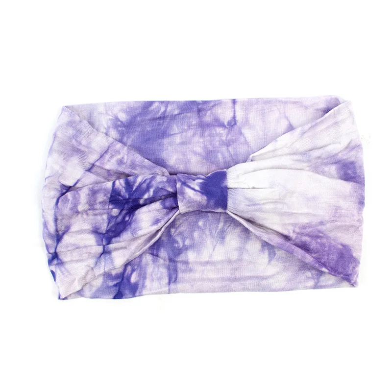 Geebro Женская повязка с принтом в виде галстука, эластичная повязка на голову из хлопка, эластичные резинки для волос для девочек, повязка для волос, аксессуары, повязка на голову - Цвет: Purple
