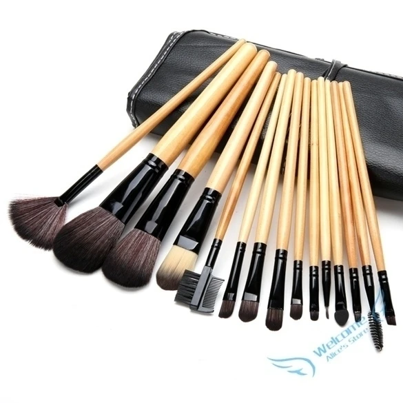 15pcs Soft tools kit Cosmetic Makeup Brush Black Sets with Leather Cases (Al003315Li) (5)