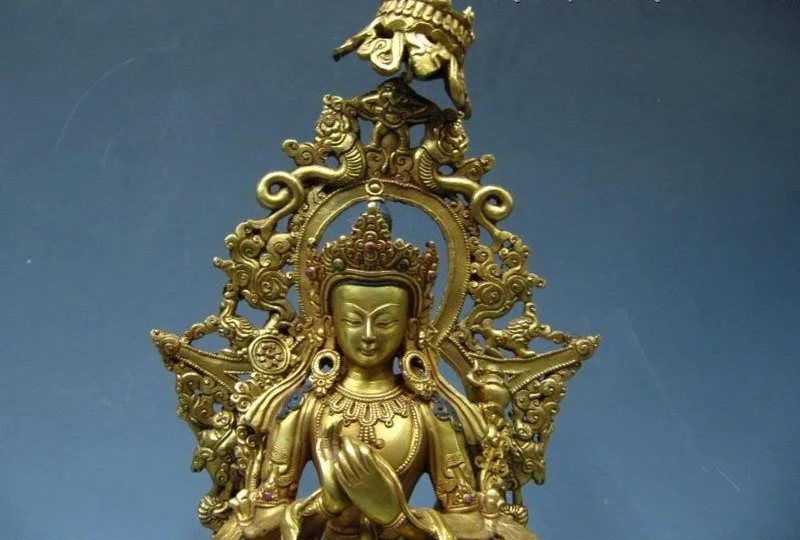 Китайский буддизм бронзовые медные 24 K золото Gild MAITREYA статуя Бодхисаттвы