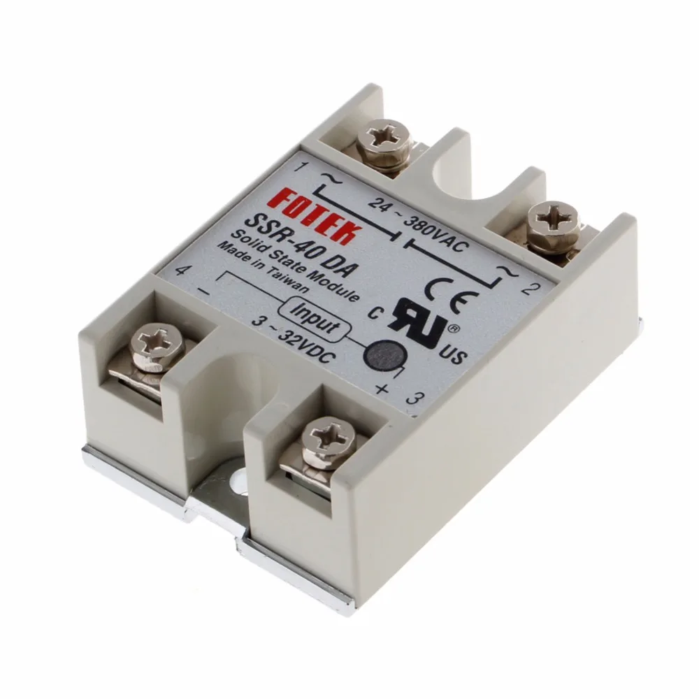 24 V-380 V SSR-40DA 40A 3-32V DC-AC твердотельный релейный модуль