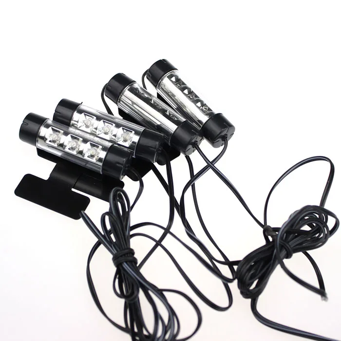 Новое поступление модные 4 x 3LED автомобильный аксессуар 12V свечение декоративная интерьерная стенная панель с 4in1 Атмосфера светильник оранжевый Ap27