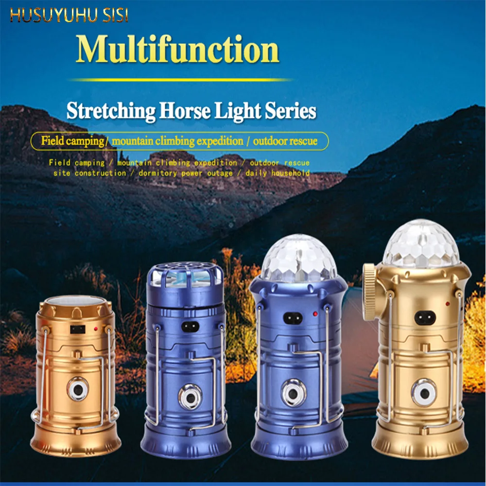 Goedkoop HUSUYUHU SISI Multifunctionele LED Kleurrijke Solar Camping Lichten Stretching Camping Lichten Bluetooth Speaker 7 Kleur Podium Licht