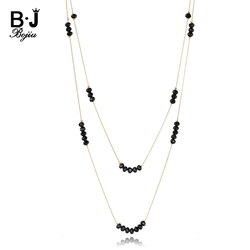 BOJIU Новое желтое черное синее Кристальное ожерелье для женщин Изысканная Модная