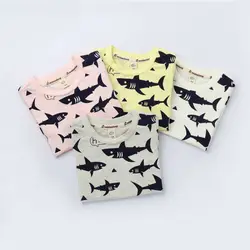 Oklady/2019 летняя хлопковая футболка с короткими рукавами, детская одежда в Корейском стиле, футболка с принтом для мальчиков и девочек