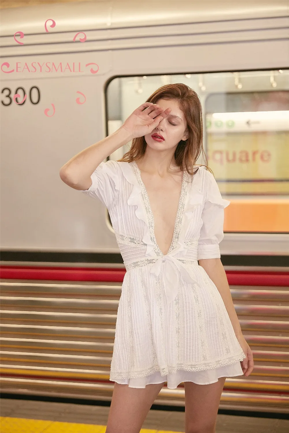 EASYSMALL женское летнее платье модное сексуальное высококачественное Vestidos вечерние повседневные женские блузки с коротким рукавом с v-образным вырезом платья