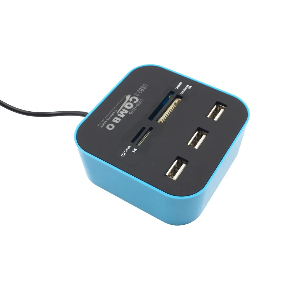 Черный USB 2,0 hub Combo все в одном устройство для чтения карт памяти с 3 портами для MMC/M2/MS Usb Uzatma Kablosu Prolunga Usb - Цвет: Черный