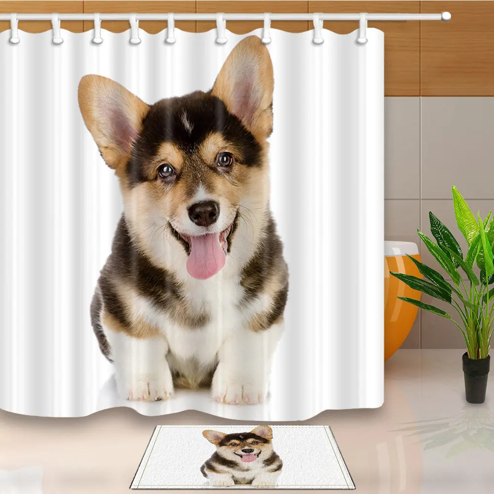 Cute Dogs Pets Polyester Waterproof Polyester Shower Curtain Mildew