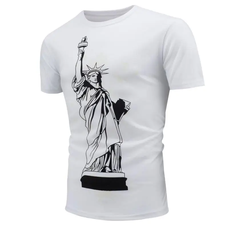 MUQGEW 2017 Men Fashion Casual Short Sleeve Printed Shirt Encounter Sun Change Color White T 