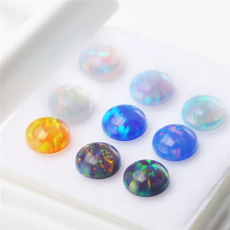 

Round Shape 5~8mm Cabochon 1PCS Per Colors Total 9pcs Synthetic Opal Stone