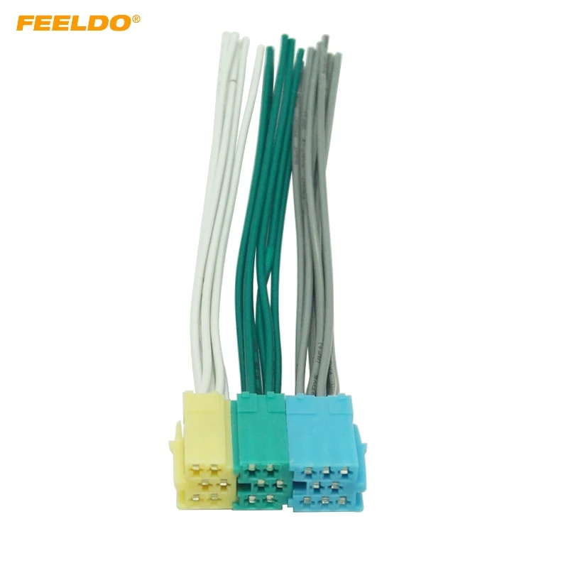 FEELDO 10pcs Car Radio Audio Wire Harness Adapter For Volkswagen Polo/Bora/Passat/Golf/Santana Skoda CD Power Cable Plug | Автомобили и