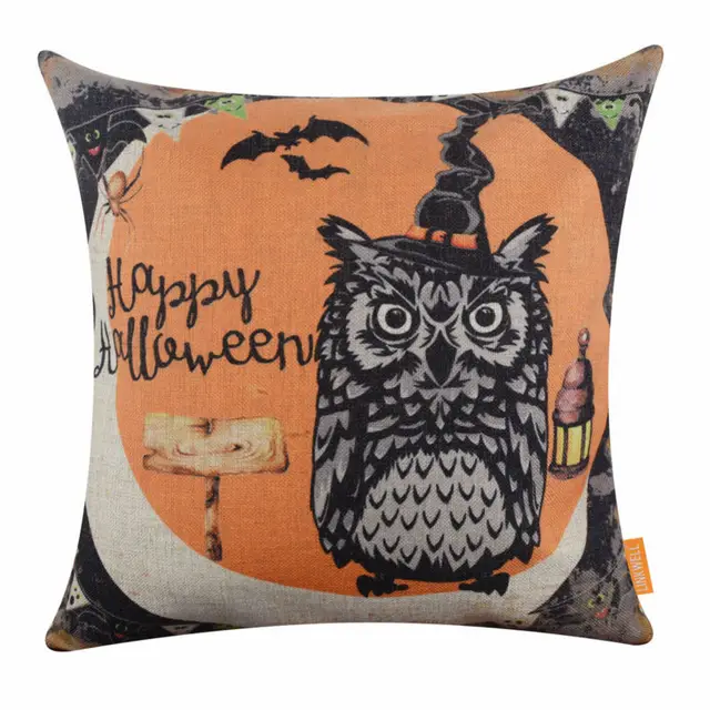 Linkwell 18x18 Inches Pillow Case Burlap Cushion Cover Retro Hy Linkwell 18x18 Inches Pillow Case Burlap Cushion Cover Retro Hy Decoration Orange Owl Spider Net