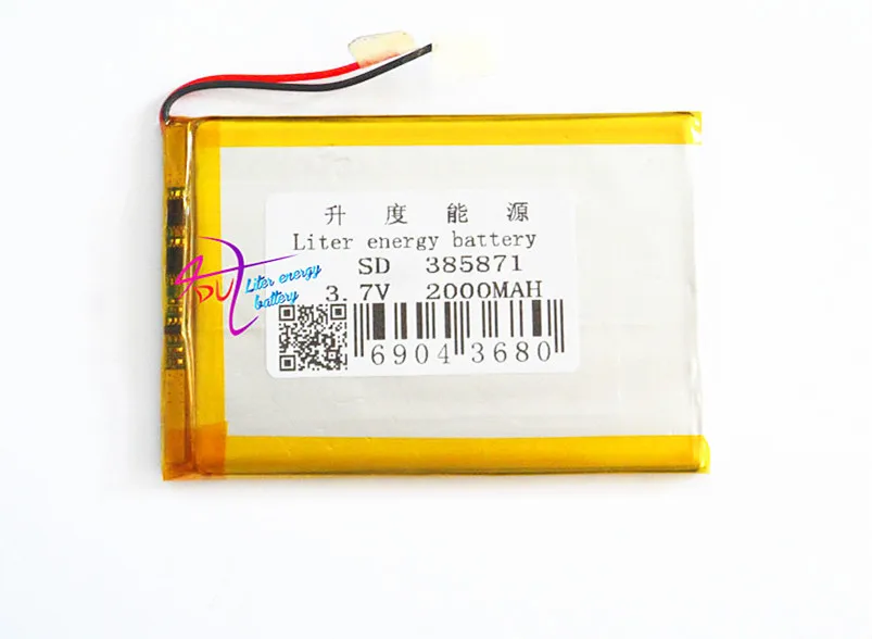 Литий-полимерный аккумулятор 385871 3,7 V 2000mAh 406070 планшетных ПК и других мобильных устройств универсальный аккумулятор