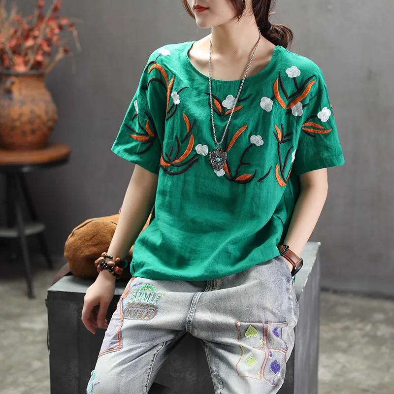 Весна Лето футболка Женская свободная ретро милые пуловеры Новые топы с круглым