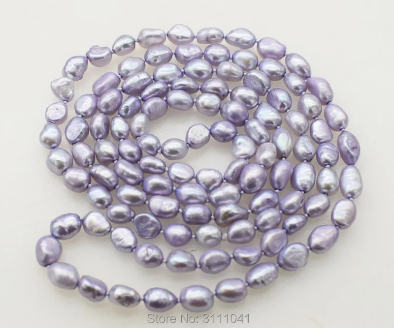 

frershwater pearl VIOLET baroque 7-10mm gray long necklace 43inch wholesale beads nature FPPJ woman 2018