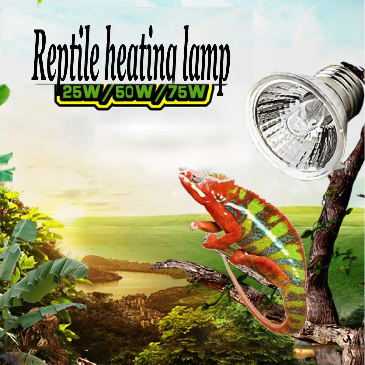 25/50/75 Вт UVA+ UVB лампа для рептилий лампы черепаха гигантская UV светильник лампы Лампа накаливания амфибии ящерицы Температура контроллер