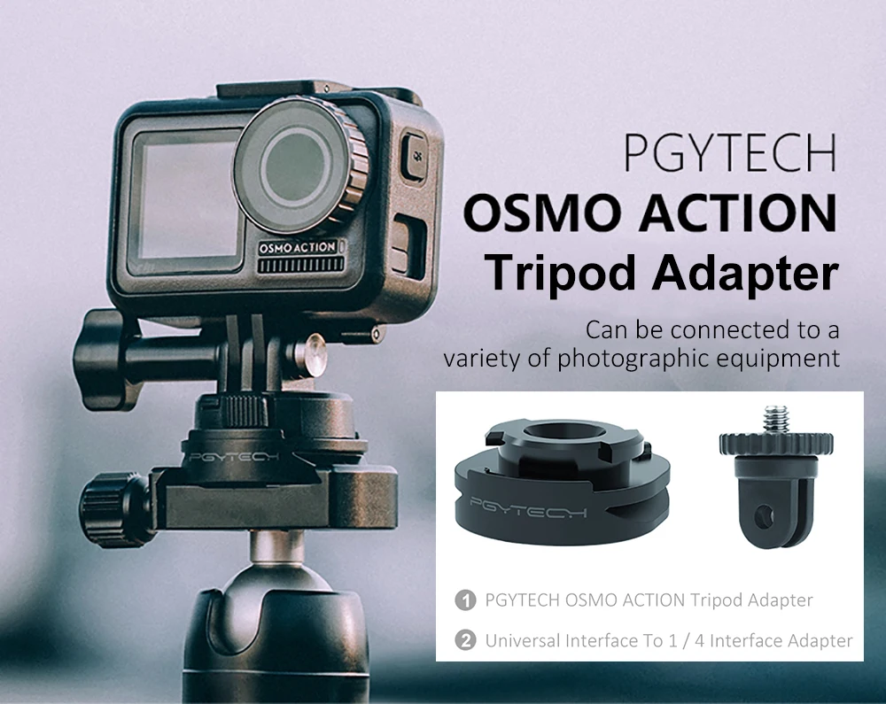 PGYTECH OSMO Action PC& ABS адаптер для крепления штатива камеры с 1/4 дюймовым винтовым отверстием для DJI OSMO Action Sports аксессуары для камеры