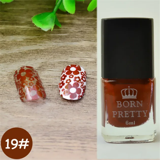 Color 19 25 цветов BORN PRETTY 6 мл стемпинг ногтей покрытие маникюрный лак искусство Vernis тоньше лак для ногтей латекс Nail Art Vernis - Цвет: Color 19