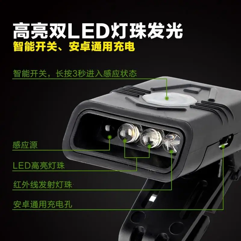 AKDSteel инфракрасный индукционный колпачок свет зарядка через usb налобный фонарь для наружной Ночной рыбалки