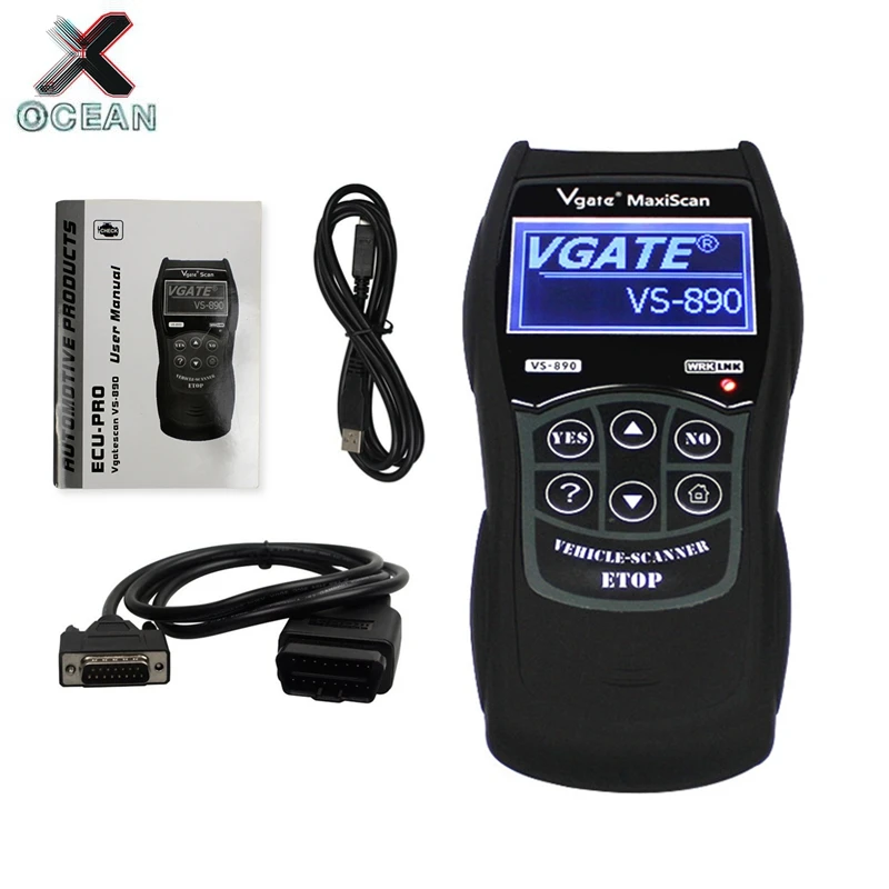 Новейший Vgate VS890 код читателя MaxiScan VS890 OBD2 сканер EOBD Поддержка мультибрендовый Автомобили Multi-Язык против 890 диагностический инструмент