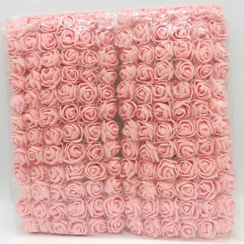 cleaer pink 144 шт мини-букет из пенопластовых роз, искусственные цветы для свадебного украшения дома, гирлянда ручной работы, дешевые 2 см маленькие искусственные цветы - Цвет: cleaer pink