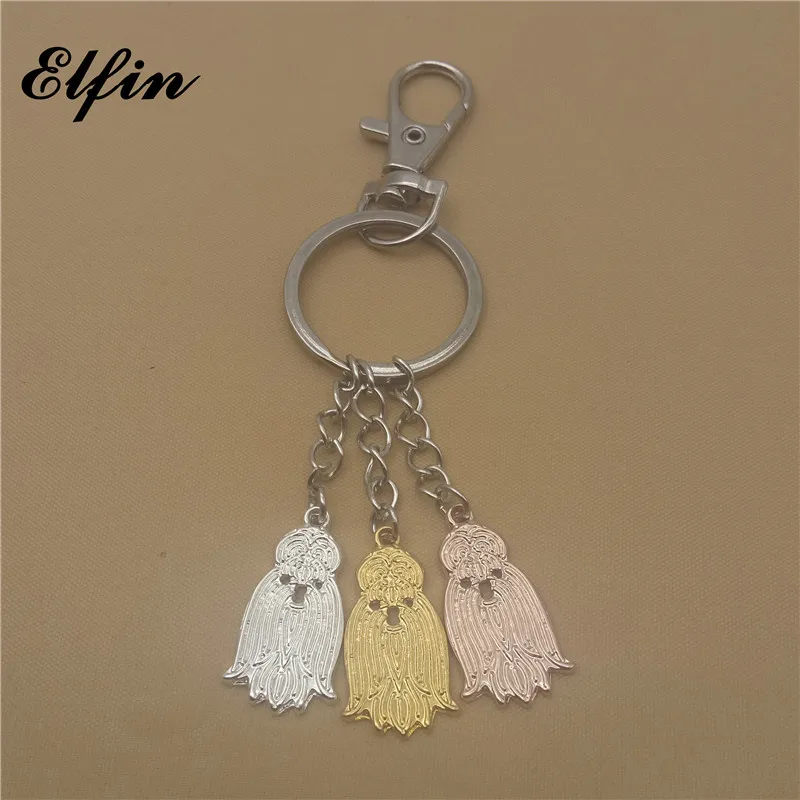Elfin модные цепочки для ключей Shih Tzu золотого цвета серебряного цвета, ювелирные изделия для собак, Модные кольца для мужчин и женщин