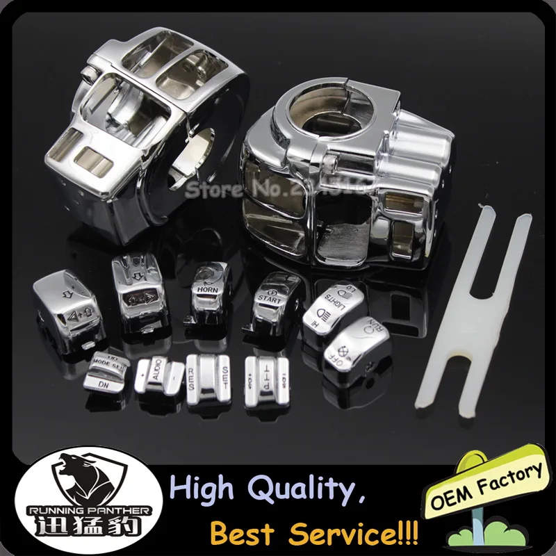 Хром переключатель Корпус обложка+ 10 кепки для Harley Electra Road Tri Glide FLHTCU FLHTK FLTR 1996-2013 2012 2011 2010 2009 2008 2007