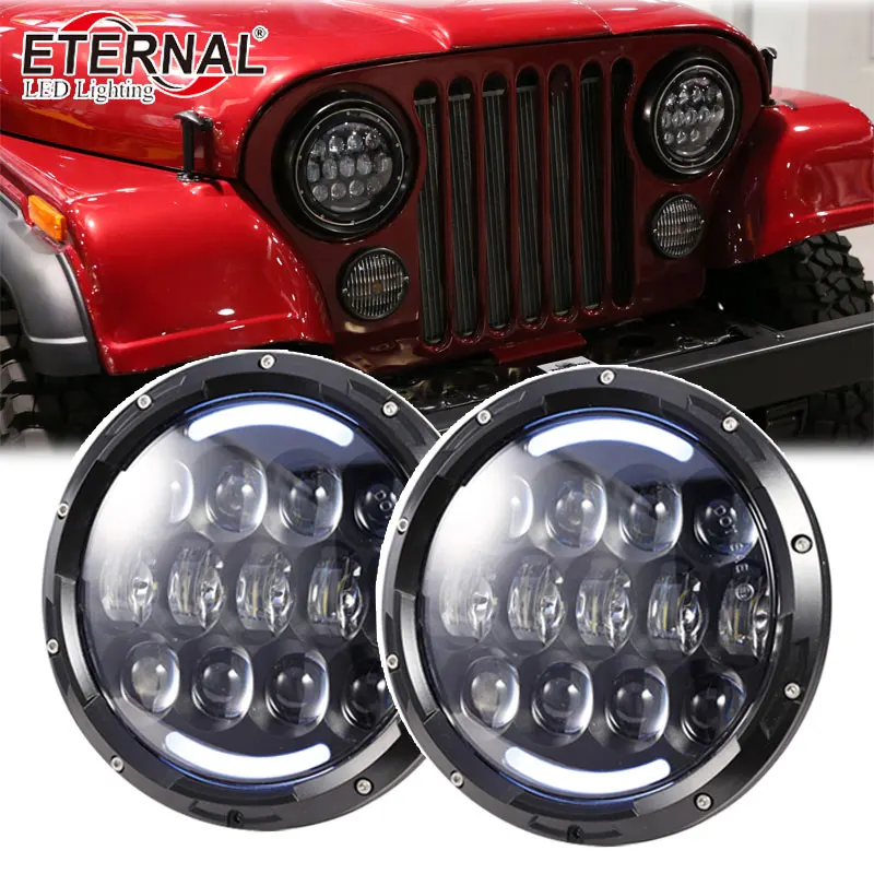 

4 pairs 75W high power led dual sealed hi-low beam led headlight in round 7" with DRL black or chrome for motorcycle off road